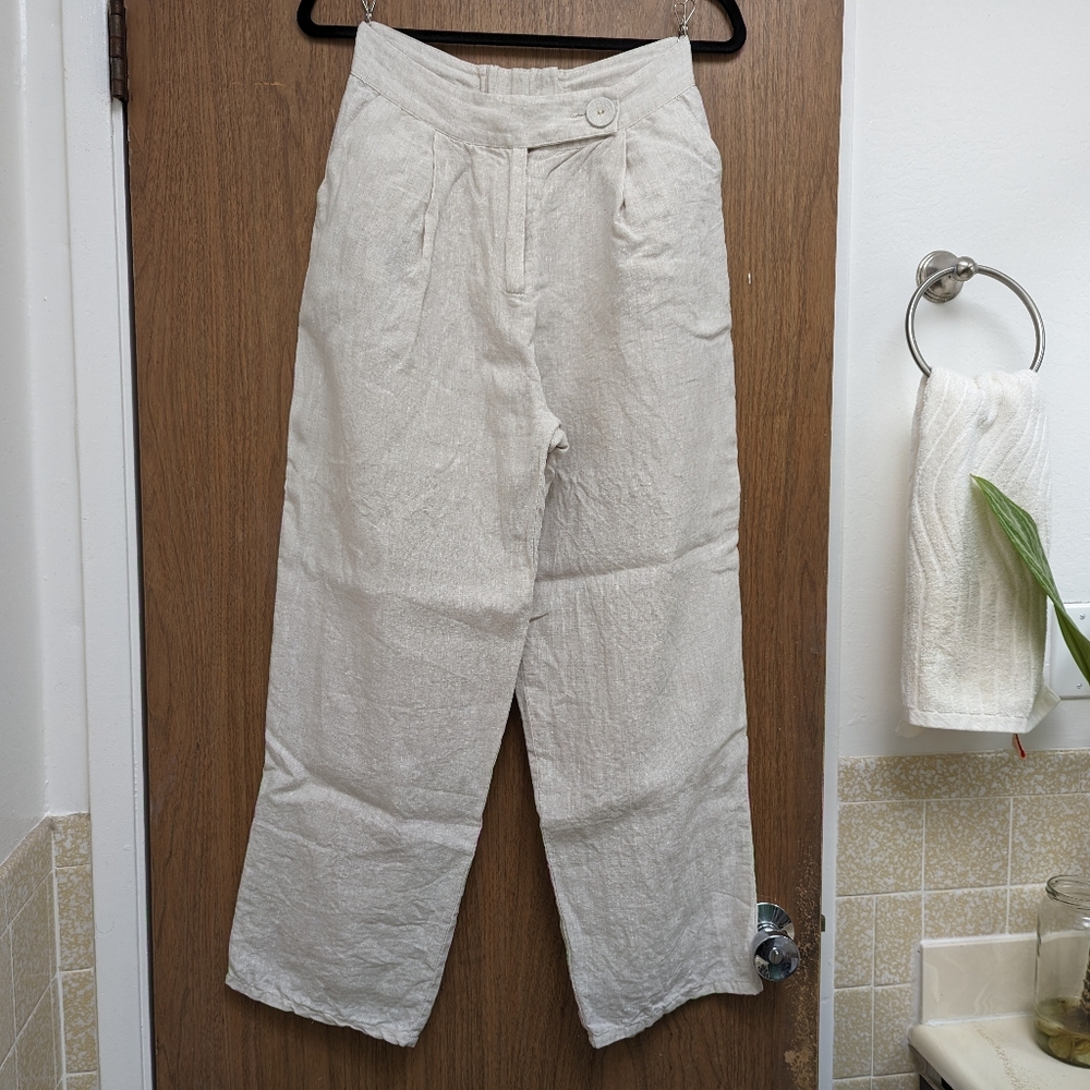 linen straight leg pants by DISSH